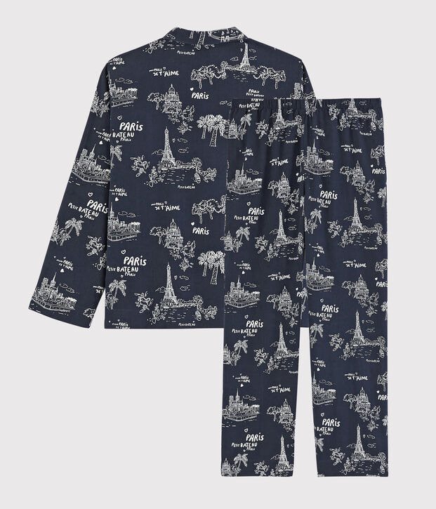 Pijama de algod&oacute;n con estampado de Par&iacute;s para ni&ntilde;o azul/blanco