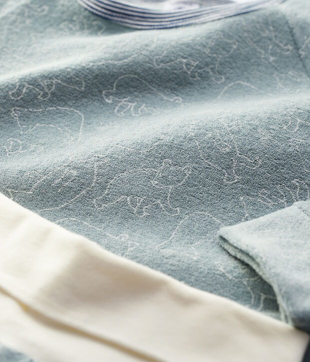 Pijama de osos de ni&ntilde;a/ni&ntilde;o de rizo cepillado gris/blanco