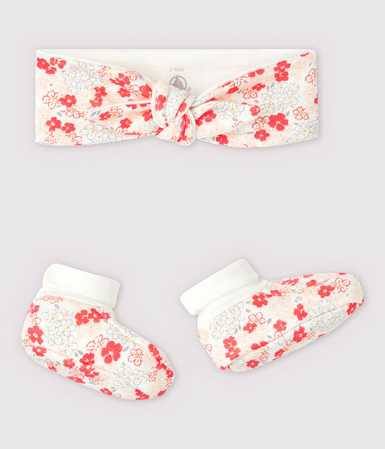 Juego de cinta y patucos de flores para bebé niña de túbico de algodón orgánico variante 1