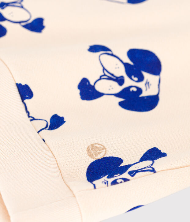 Sudadera estampada de mulet&oacute;n de ni&ntilde;a/ni&ntilde;o crudo/azul