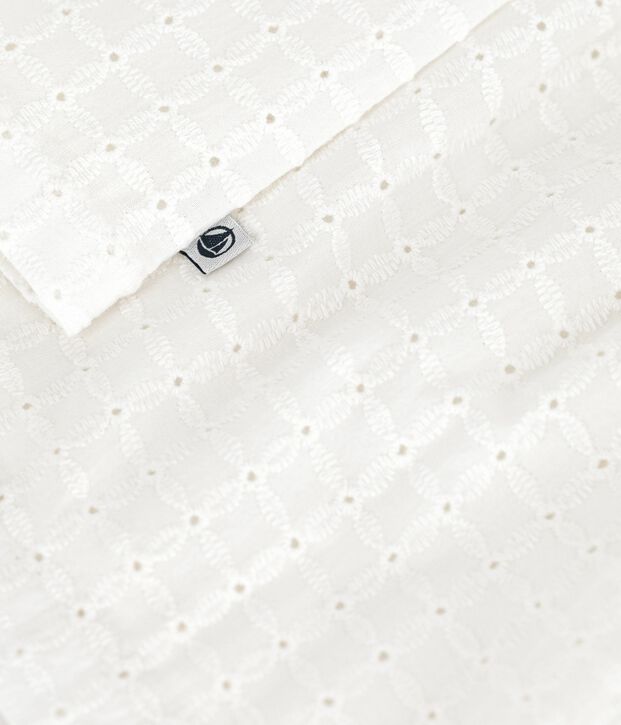 Vestido blanco de algod&oacute;n sin mangas con bordado ingl&eacute;s para beb&eacute; blanco