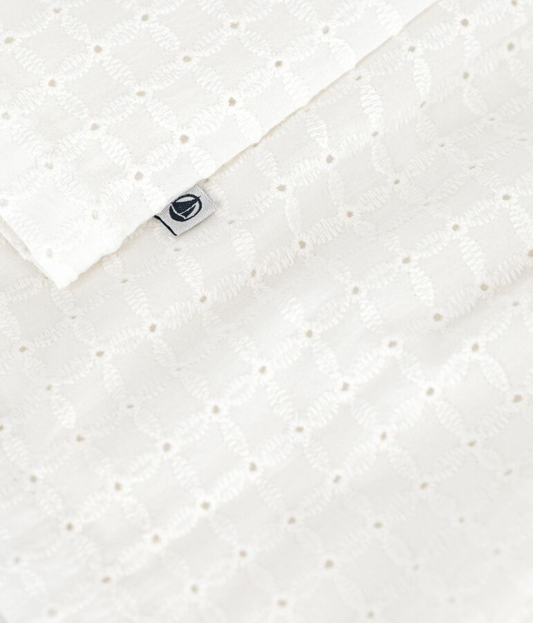 Vestido blanco de algod&oacute;n sin mangas con bordado ingl&eacute;s para beb&eacute; blanco