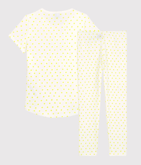 Pijama de lunares amarillos de algodón de niña blanco MARSHMALLOW/ SUNNY