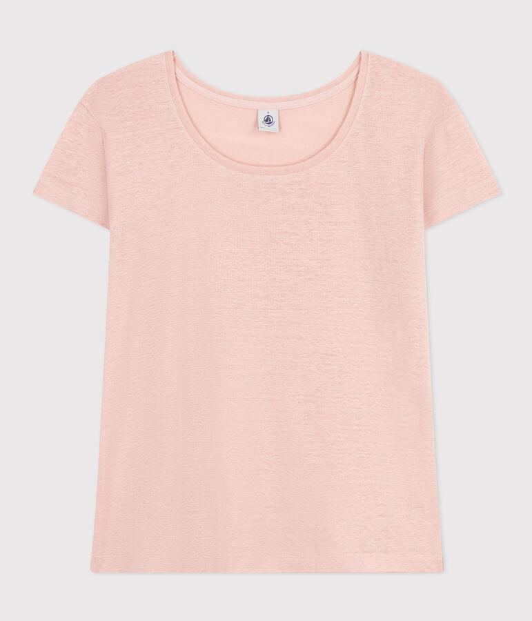 Camiseta LA RECTA de algod&oacute;n con cuello redondo para mujer rosa