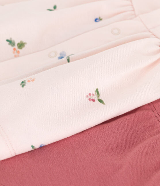Conjunto de dos piezas de algodón con blusa con volante para recién nacido rosa FLEUR/blanco MULTICO