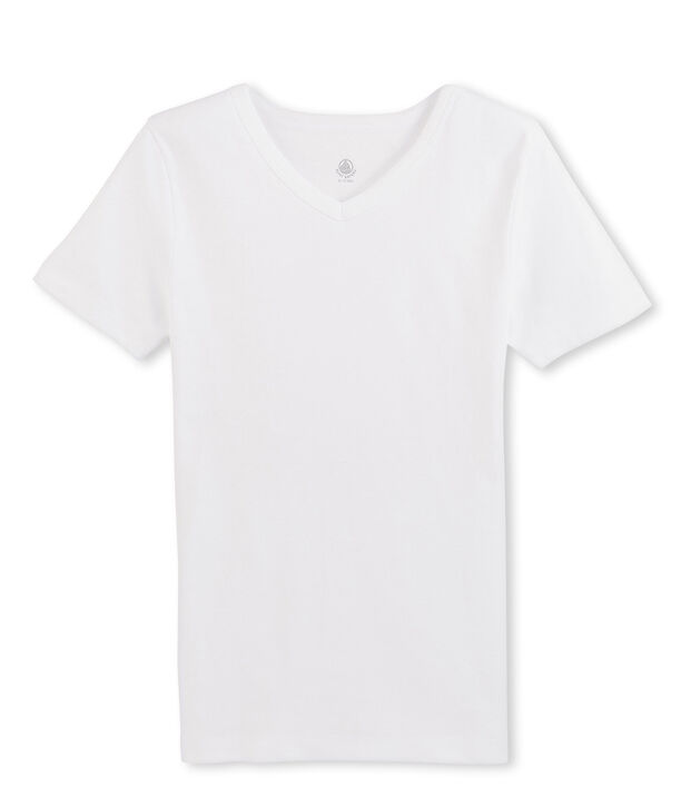 Camiseta de manga corta ic&oacute;nica para hombre blanco