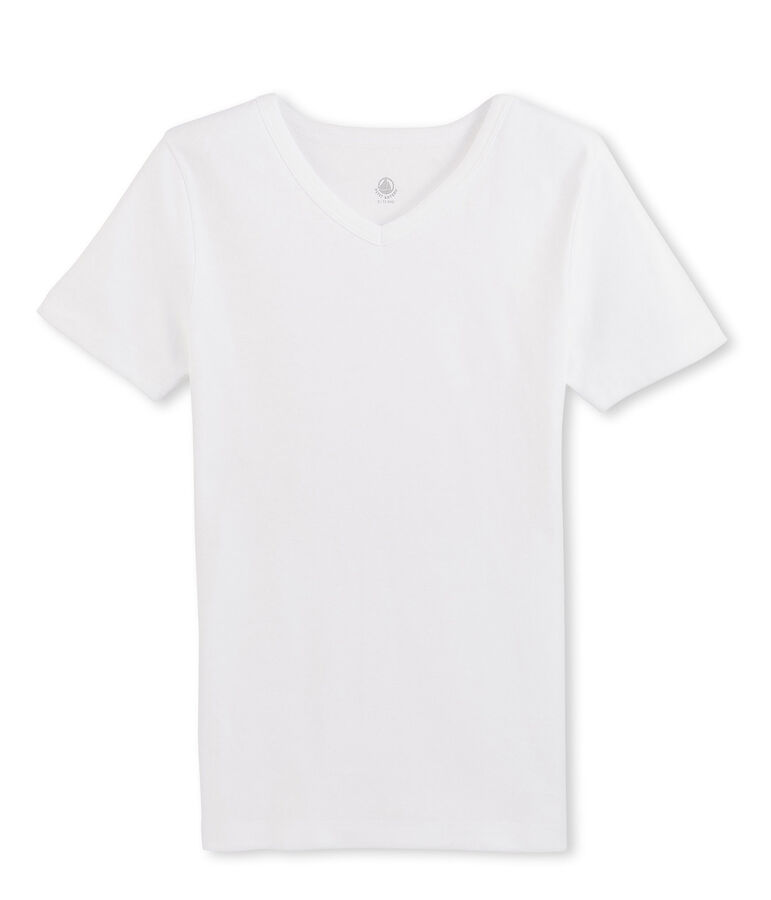 Camiseta de manga corta ic&oacute;nica para hombre blanco