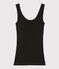 Camiseta de tirantes de lana y algodón de mujer negro NOIR