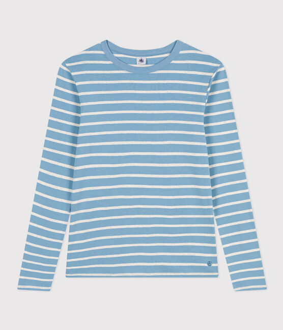 Camiseta L'ICONIQUE de algodón con cuello redondo para mujer AZUL/ MONTELIMAR