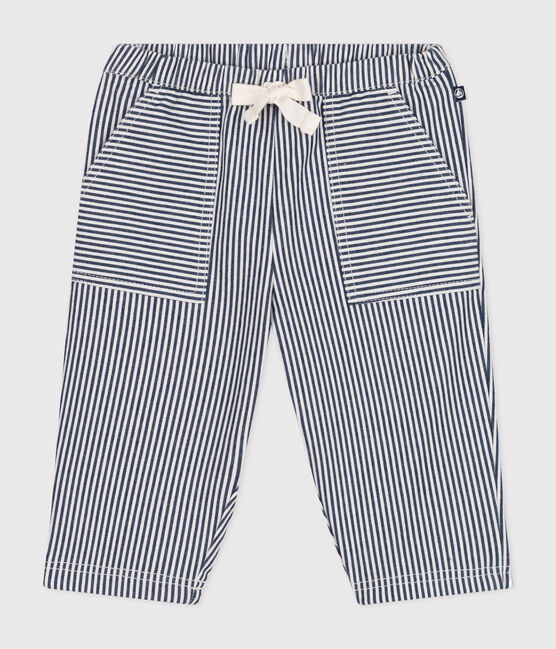 Pantalón de tela para bebé azul MEDIEVAL/blanco MARSHMALLOW