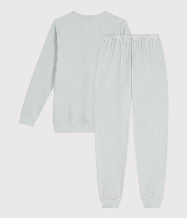Pijama infantil de terciopelo liso azul