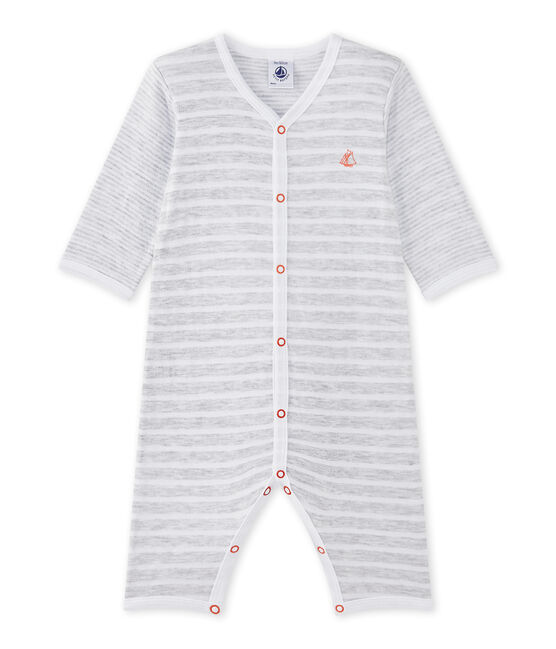 Pijama sin pies para bebé niño gris POUSSIERE/blanco ECUME