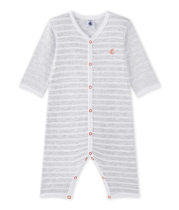Pijama sin pies para beb&eacute; ni&ntilde;o gris/blanco