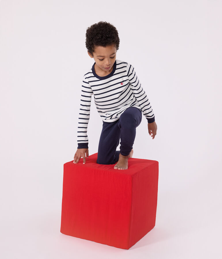 Pijama marinera de ni&ntilde;o de punto blanco MARSHMALLOW/azul SMOKING