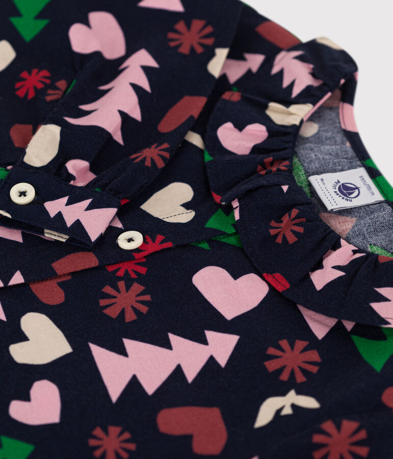 Blusa de manga larga de franela para ni&ntilde;a azul/multicolor