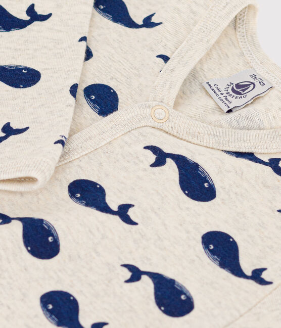 Pijama sin pies de algodón con ballenas marinas beige MONTELIMAR/azul MEDIEVAL