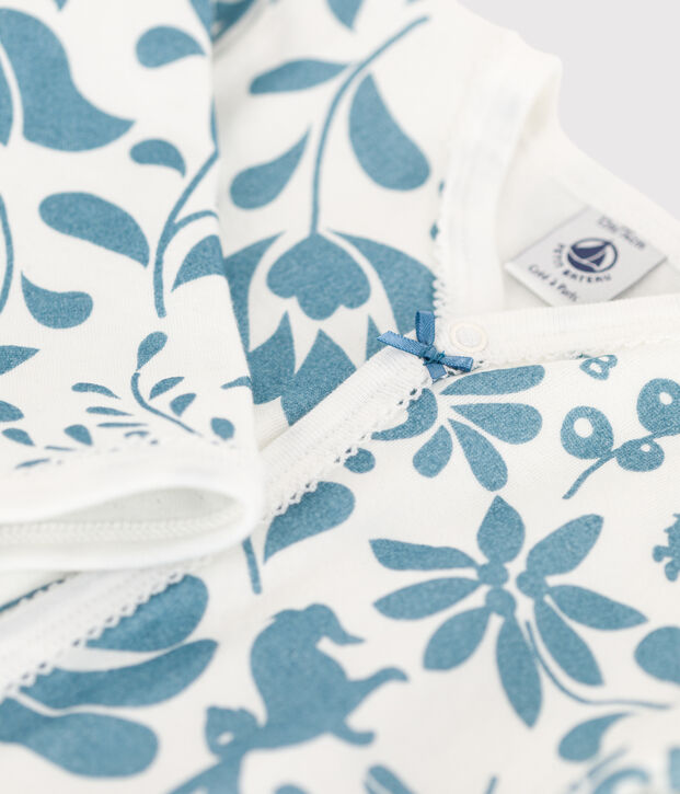 Pelele de t&uacute;bico con flor para beb&eacute; blanco/azul