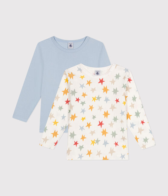Juego de 2 camisetas infantiles de algodón de manga larga con estrellas variante 1