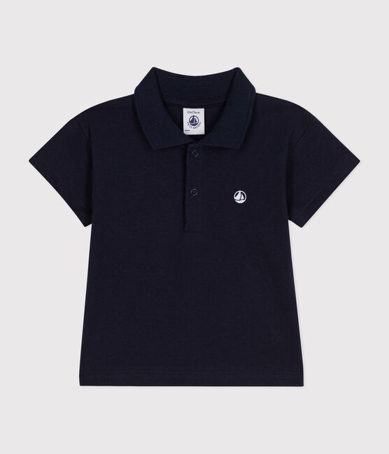 Polo de manga corta de algodón para bebé azul SMOKING