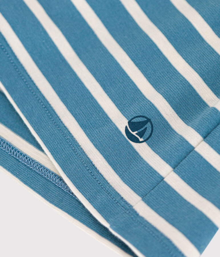 Camiseta LA RECTA de algod&oacute;n con cuello redondo para mujer azul/crudo