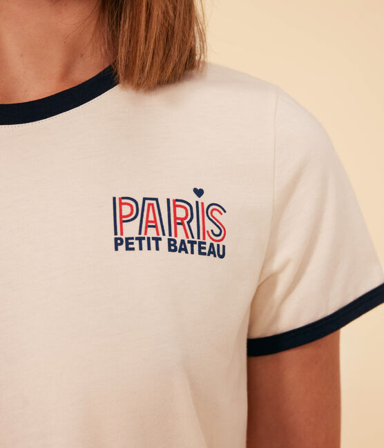 Camiseta La Recta con París de algodón para mujer crudo AVALANCHE