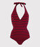 Traje de baño de 1 pieza reciclado de mujer azul SMOKING/rojo TERKUIT