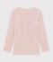 Camiseta de manga larga milrayas de niña de lana y algodón rosa CHARME/blanco MARSHMALLOW