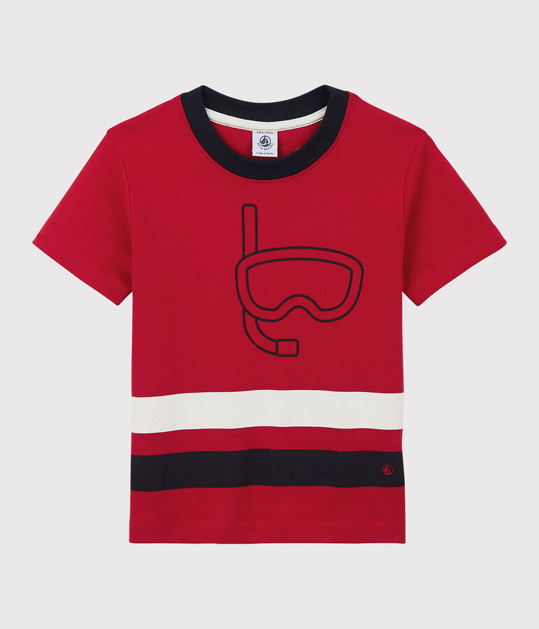 Camiseta de manga corta de algod&oacute;n de ni&ntilde;o rojo