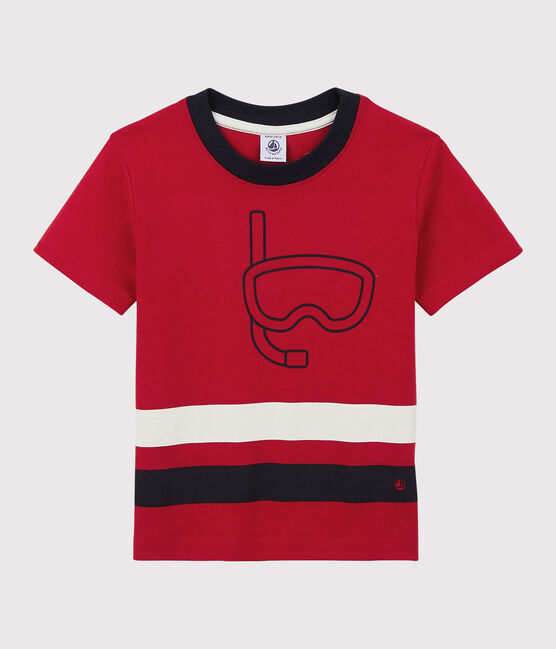 Camiseta de manga corta de algodón de niño rojo TERKUIT