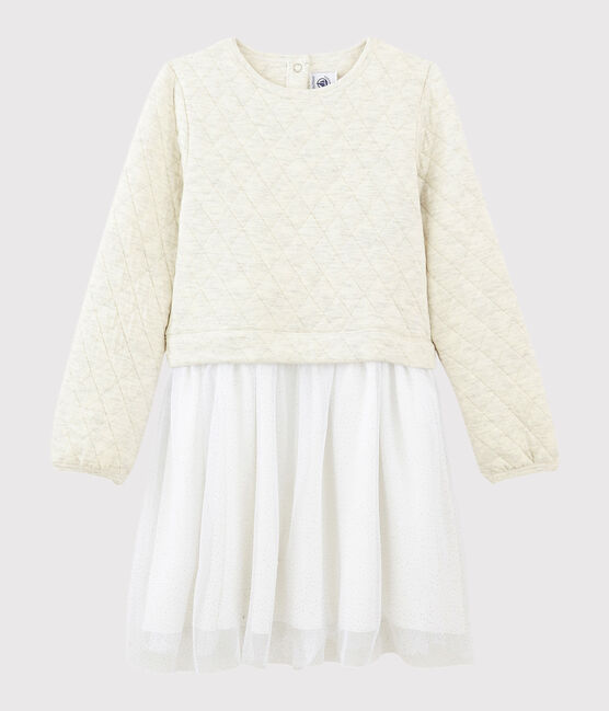 Vestido de manga larga infantil para niña beige MONTELIMAR CHINE