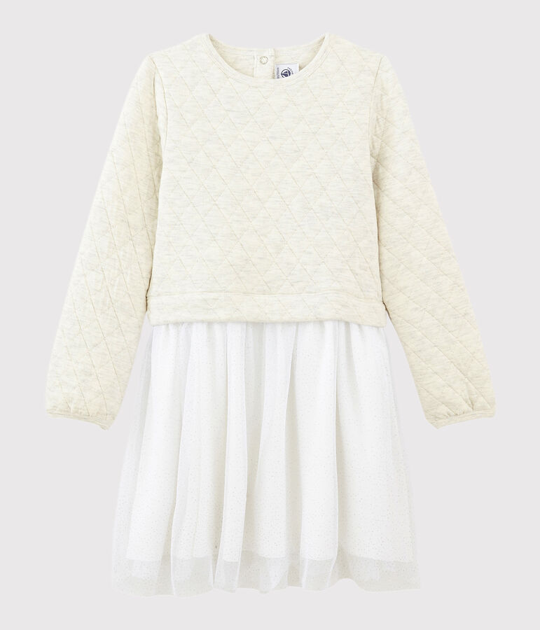 Vestido de manga larga infantil para ni&ntilde;a beige