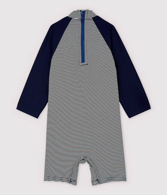 Mono anti-UV eco-sostenible de bebé azul SMOKING/blanco MARSHMALLOW