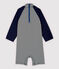 Mono anti-UV eco-sostenible de bebé azul SMOKING/blanco MARSHMALLOW