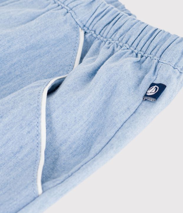 Shorts infantiles de algod&oacute;n liso azul