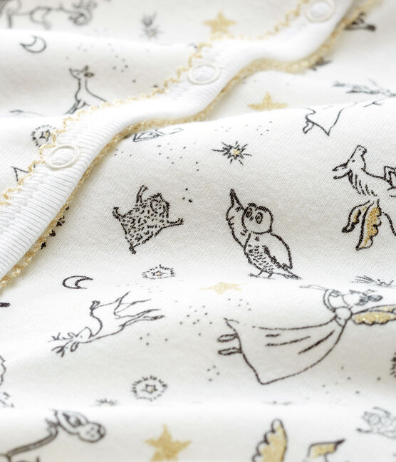 Pijama sin pies de punto para bebé niña blanco MARSHMALLOW/ MULTICO CN