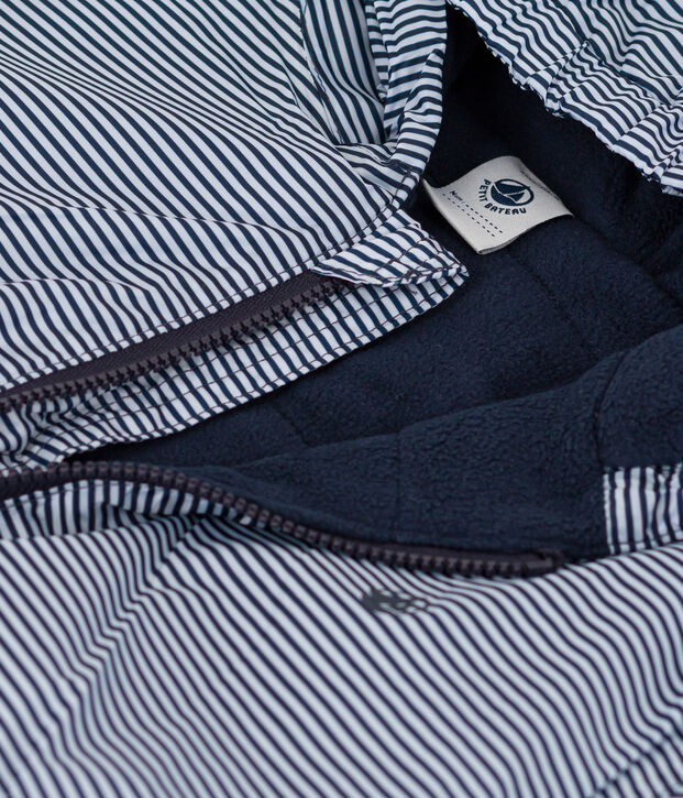 Cortavientos c&aacute;lido de poli&eacute;ster reciclado de ni&ntilde;a/ni&ntilde;o azul/blanco