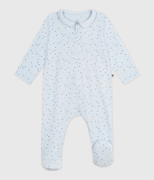 Pijama de algod&oacute;n con cuello estampado de estrellas para beb&eacute; azul/azul