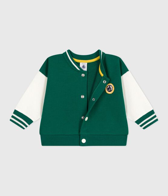 Chaqueta teddy de algodón bicolor verde EVERGREEN/ MILK