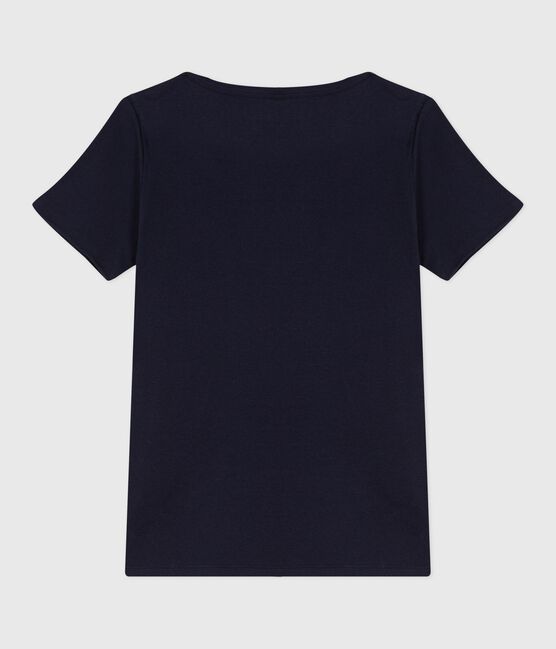 Camiseta icónica de mujer con cuello almirante de algodón  azul SMOKING