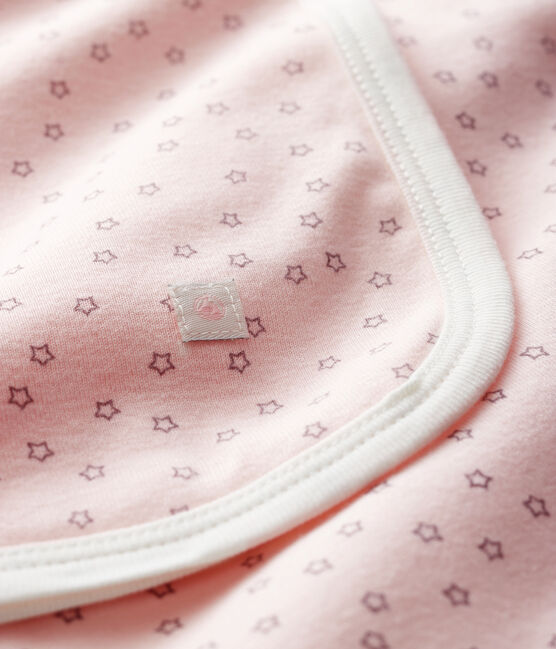 Manta de tejido acanalado para bebé rosa FLEUR/gris CONCRETE