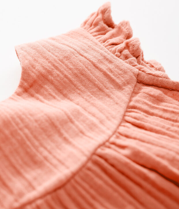 Vestido de gasa de algod&oacute;n ecol&oacute;gico para beb&eacute; rosa