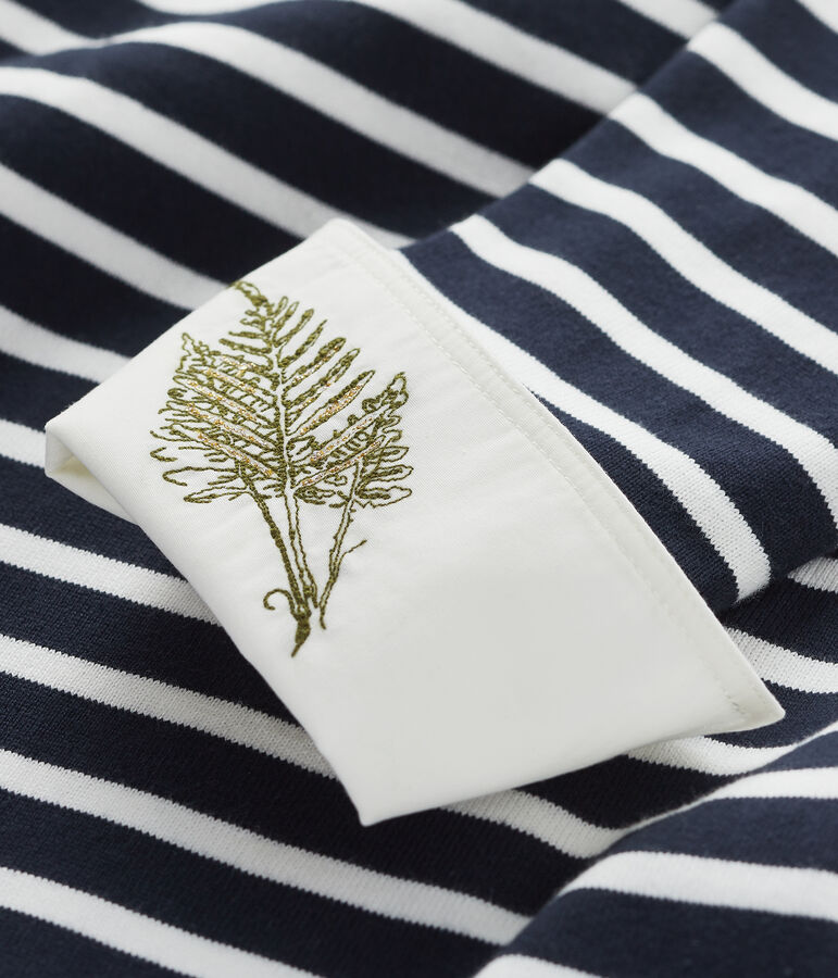 Vestido de mujer Petit Bateau x Deyrolle azul SMOKING/blanco MARSHMALLOW