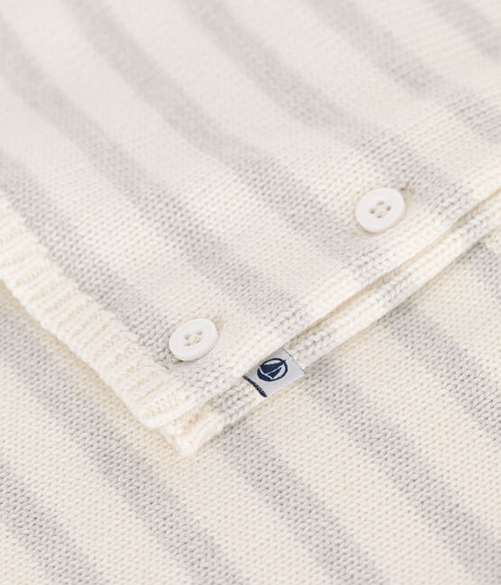Conjunto de dos piezas de punto tricotado de lana y algodón para bebé blanco MARSHMALLOW/ MONTELIMAR