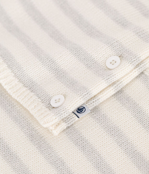 Conjunto de dos piezas de punto tricotado de lana y algod&oacute;n para beb&eacute; blanco/beige