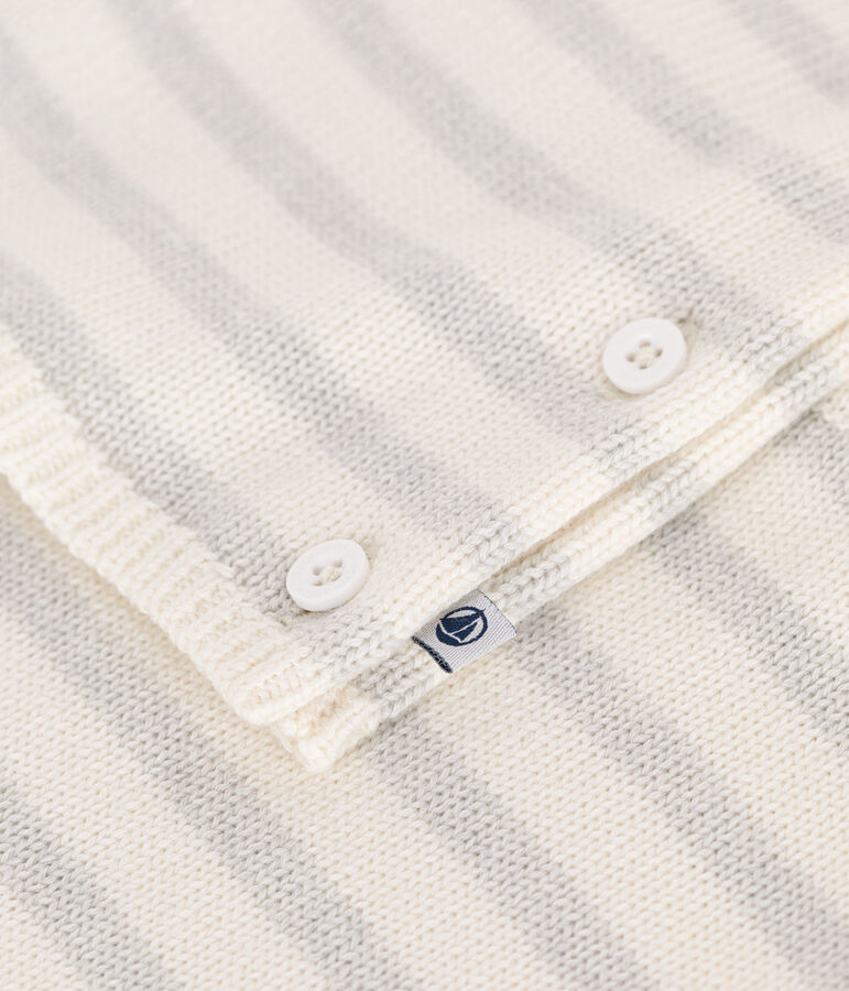 Conjunto de dos piezas de punto tricotado de lana y algod&oacute;n para beb&eacute; blanco MARSHMALLOW/ MONTELIMAR