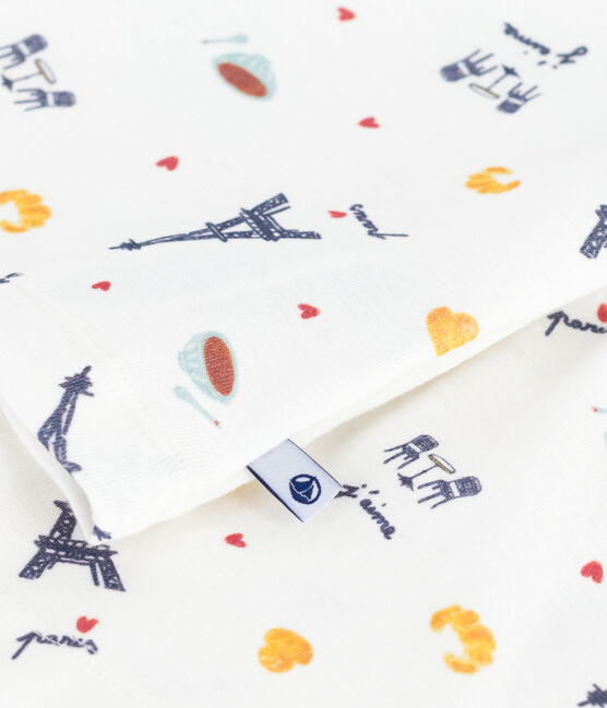 Pijama infantil corto de algodón con estampado de París blanco MARSHMALLOW/blanco MULTICO