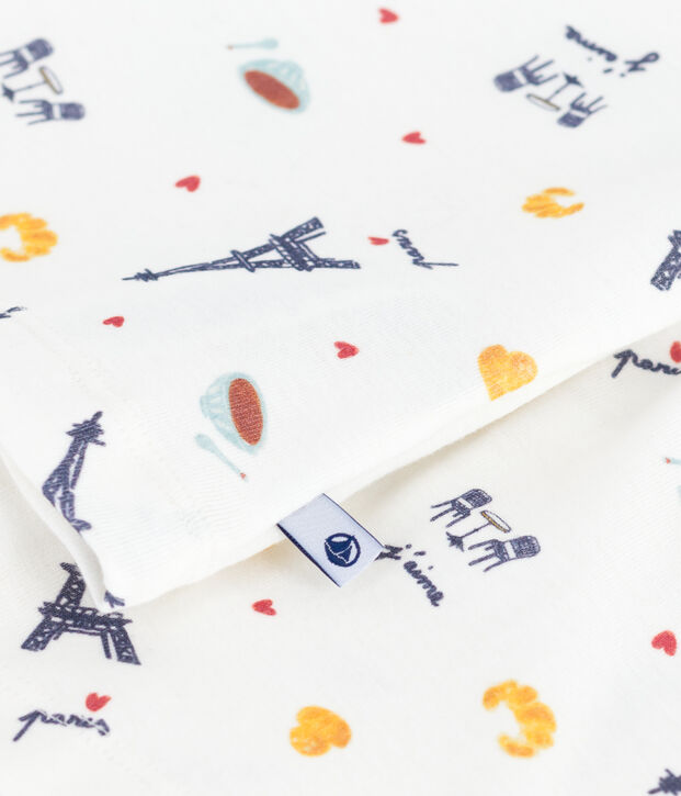 Pijama infantil corto de algod&oacute;n con estampado de Par&iacute;s blanco/multicolor