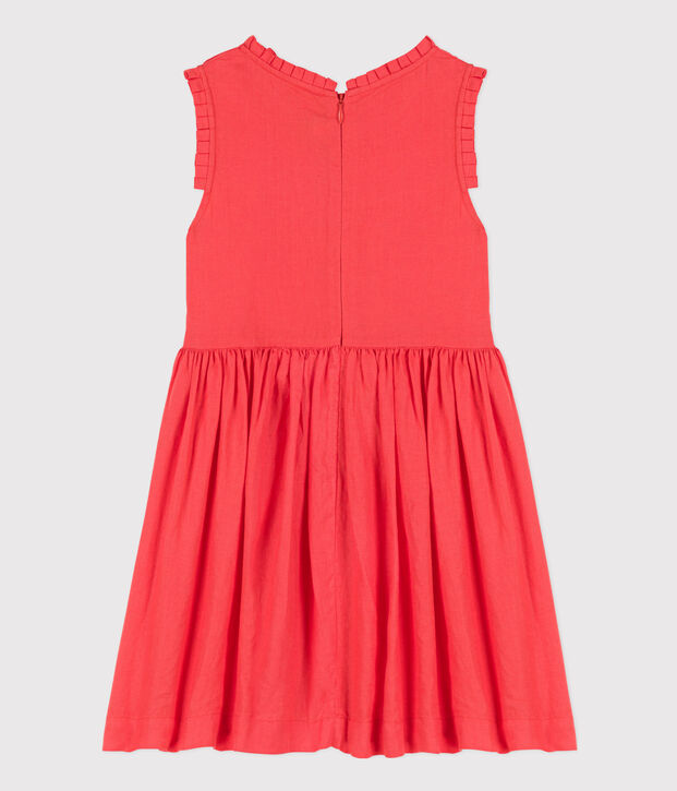 Vestido de lino sin mangas para ni&ntilde;a naranja