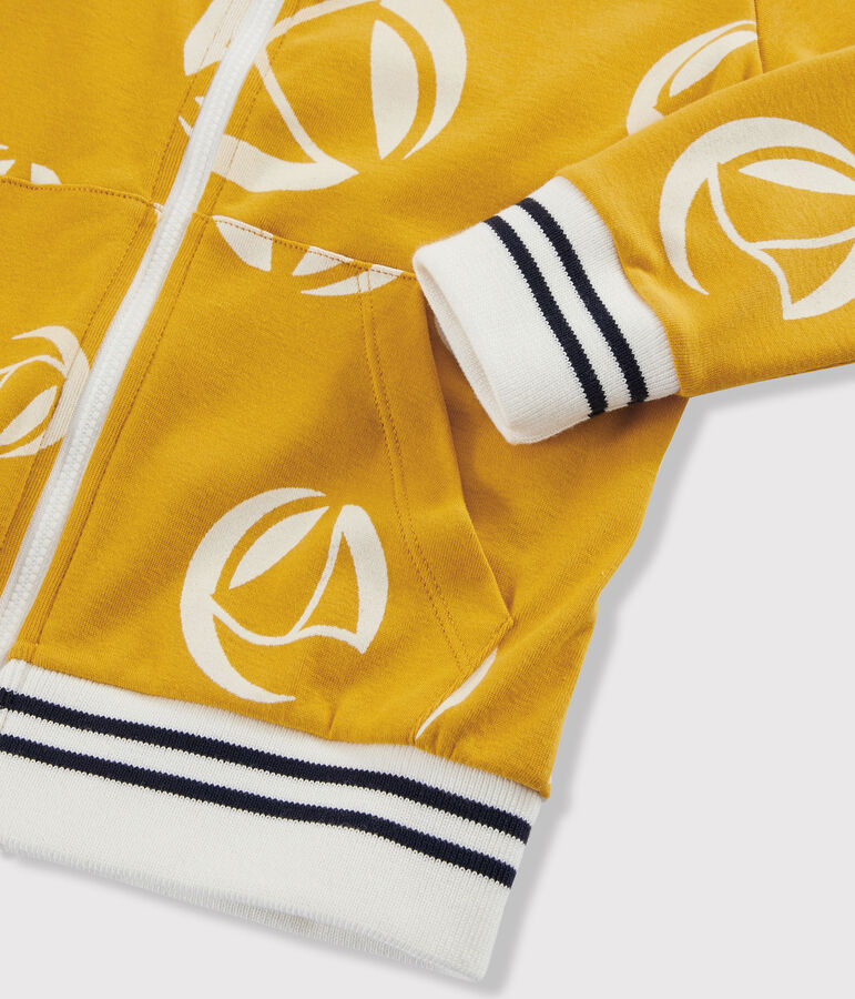 Sudadera de ni&ntilde;o con cremallera. amarillo/blanco