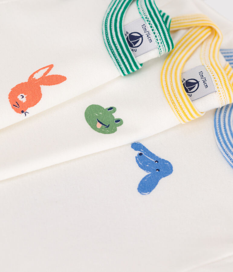 Juego de 3 bodis de algod&oacute;n de manga corta con animales para beb&eacute; multicolor